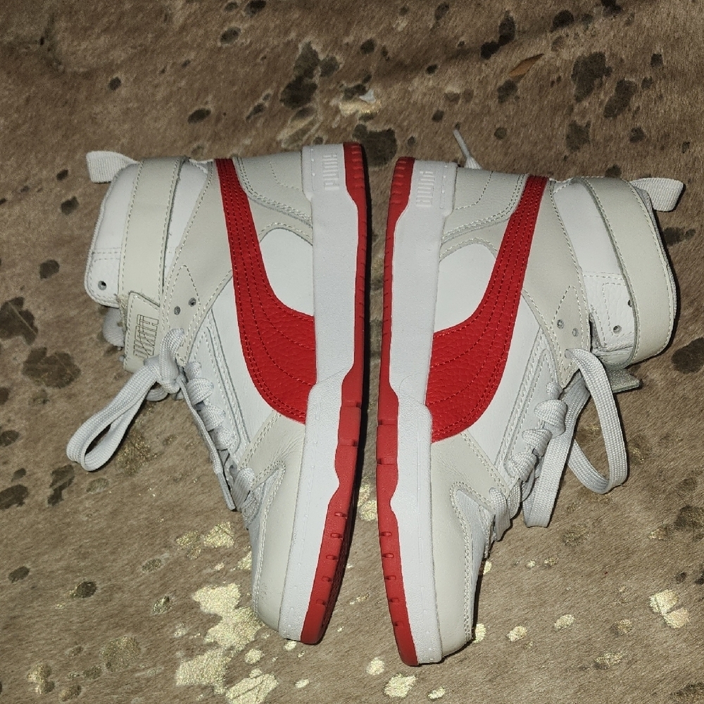 Puma Kids High-Top Sneakers - White and Red - Picture 6 of 9